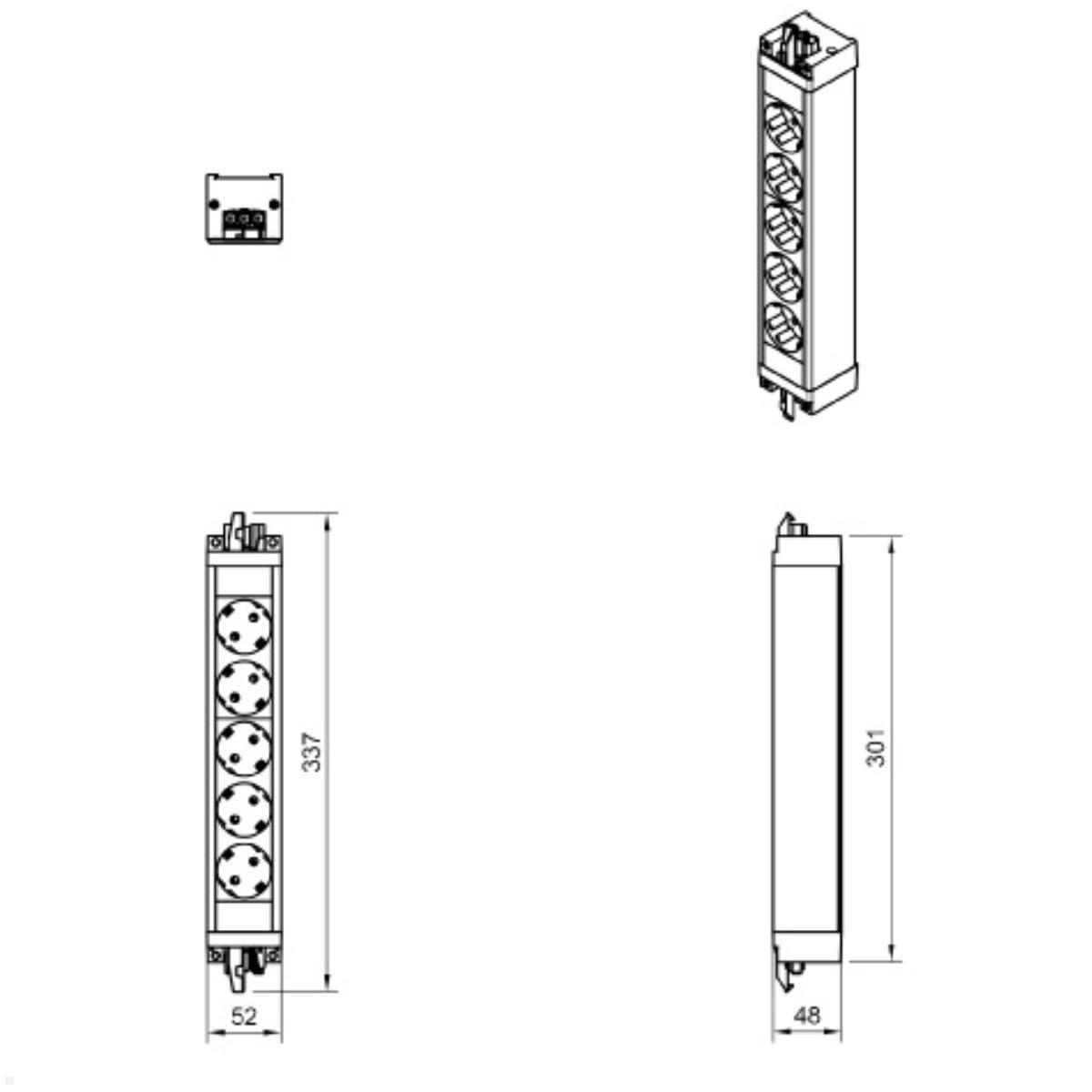 Dataflex Power Powerbar Steckdosenleiste 5-fach (28.503), Skizze