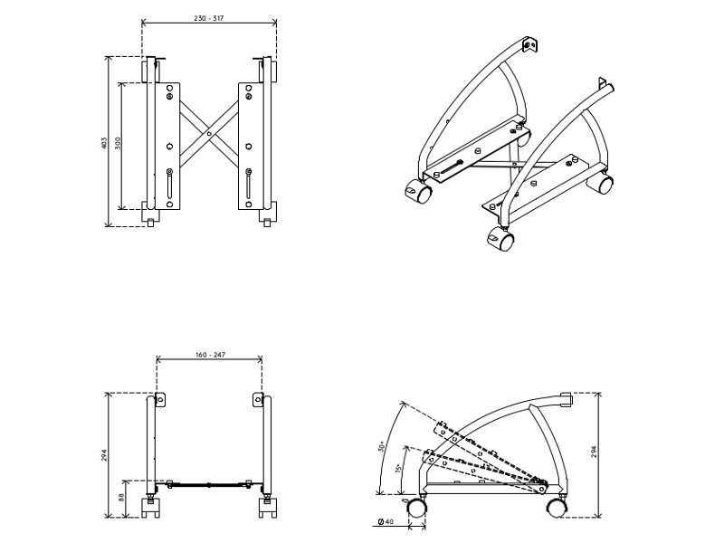 Dataflex Viewgo 32203 mobile Computerhalterung Zeichnung