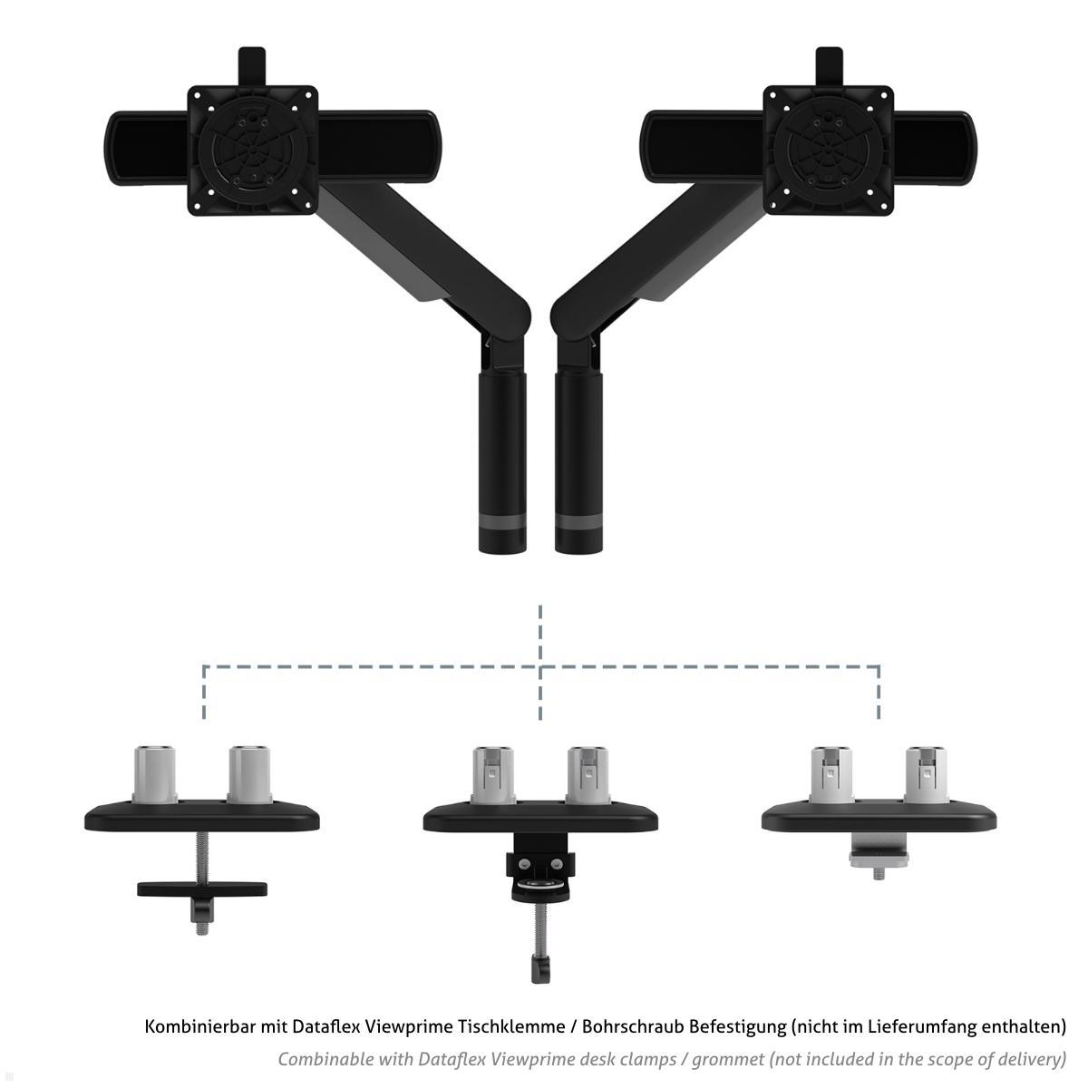 Dataflex Viewprime plus Monitorhalterung für 2 Monitore ohne Befestigung (65.213), schwarz Befestigungsoptionen