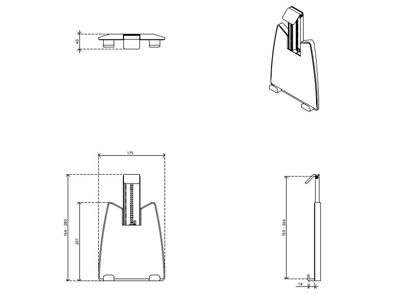 Dataflex 52.962 Viewmate Universal Tablethalterung Zeichnung